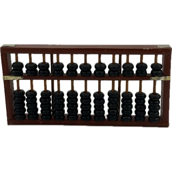 Vtg MCM Chinese Abacus Abaci 11 Digits Rods Calculator Core Wood Wooden 10 X 5 - Picture 3 of 11